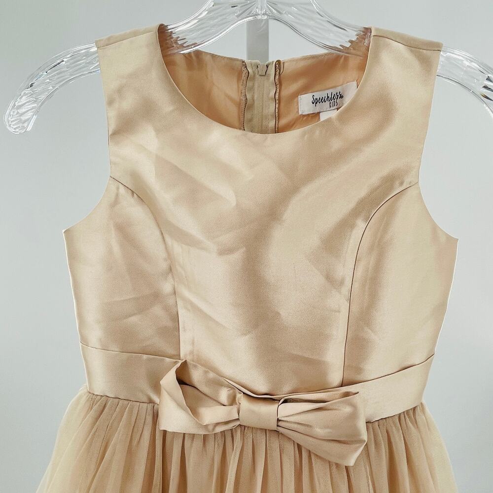 Speechless Kids Beige Chiffon Sleeveless Full Chiffon Skirt Formal Dress 10 - Picture 3 of 10